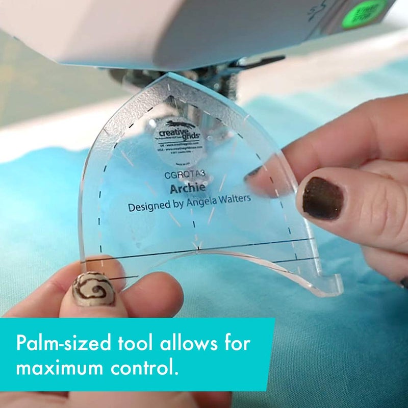 Creative Grids Machine Quilting Tool Archie - CGRQTA3 - Made in USA, Non-Slip Grip Acrylic Quilting & Sewing Template Ruler for Free-Motion Quilt Patchwork Design on Domestic Sewing & Longarm Machine - Image 3